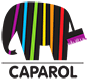 Das Logo der Firma Caparol mit einem bunten Elefanten